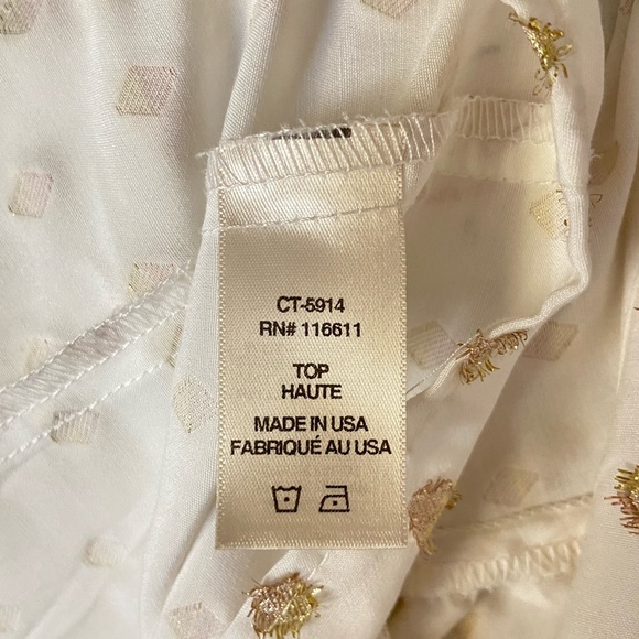 Amadi white with bronze color polka dot blouse - Picture 3 of 7